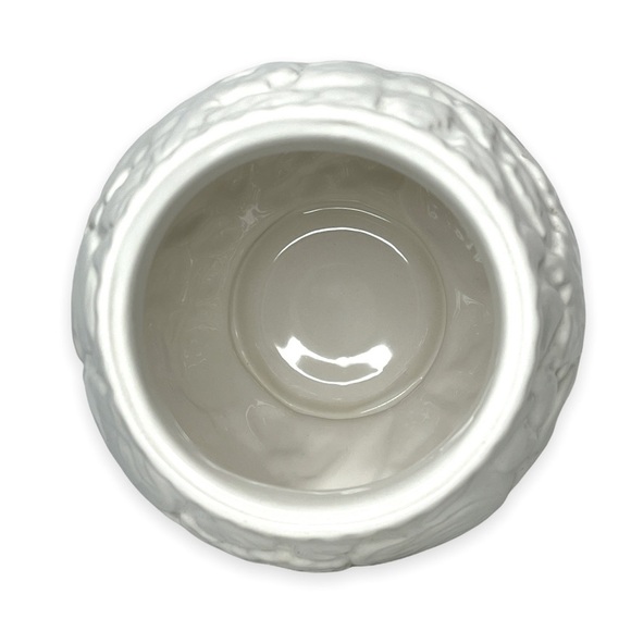 Porta White Embossed Cookie‎ Jar with Mushroom Lid Stoneware Made in Portugal - Picture 6 of 15